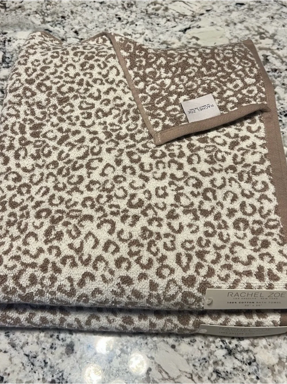 🤎🐆 NWT Rachel Zoe Leopard Bath Towels Set of 2 Animal Cheetah Print